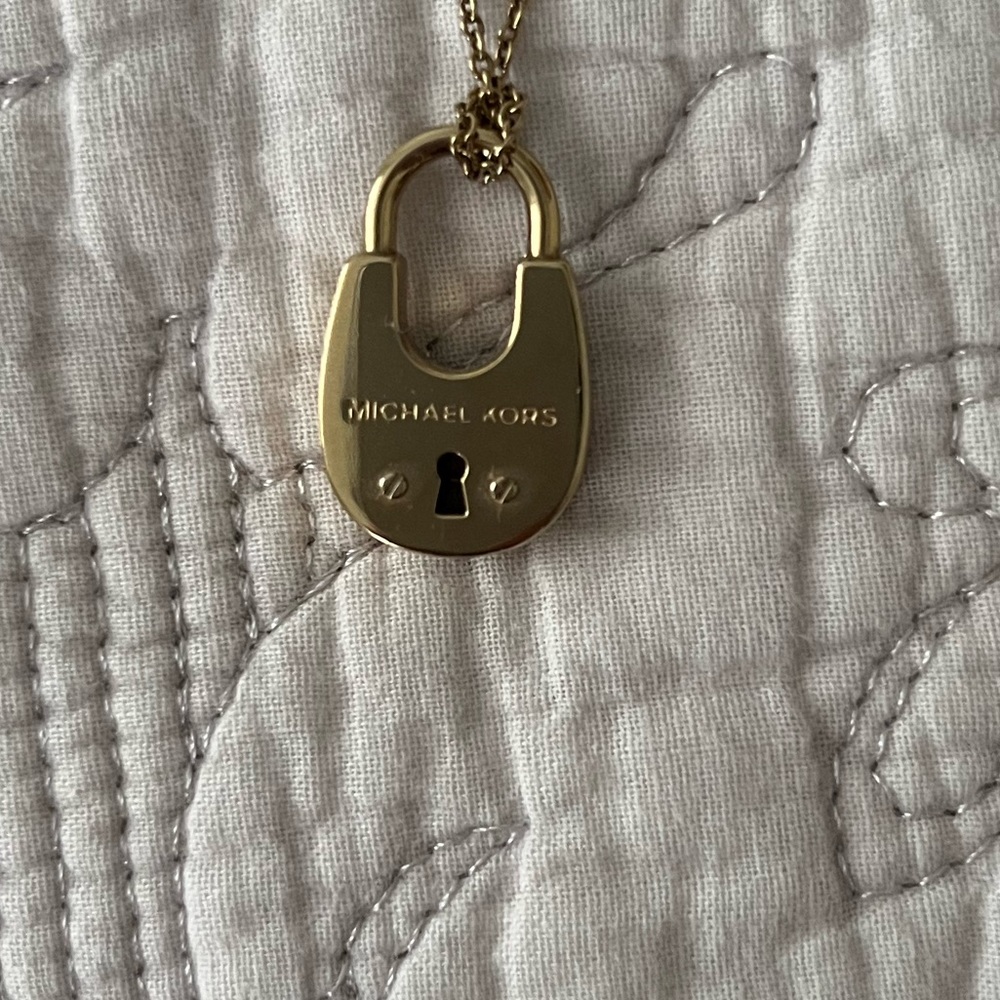 Long Michael Kors locket necklace